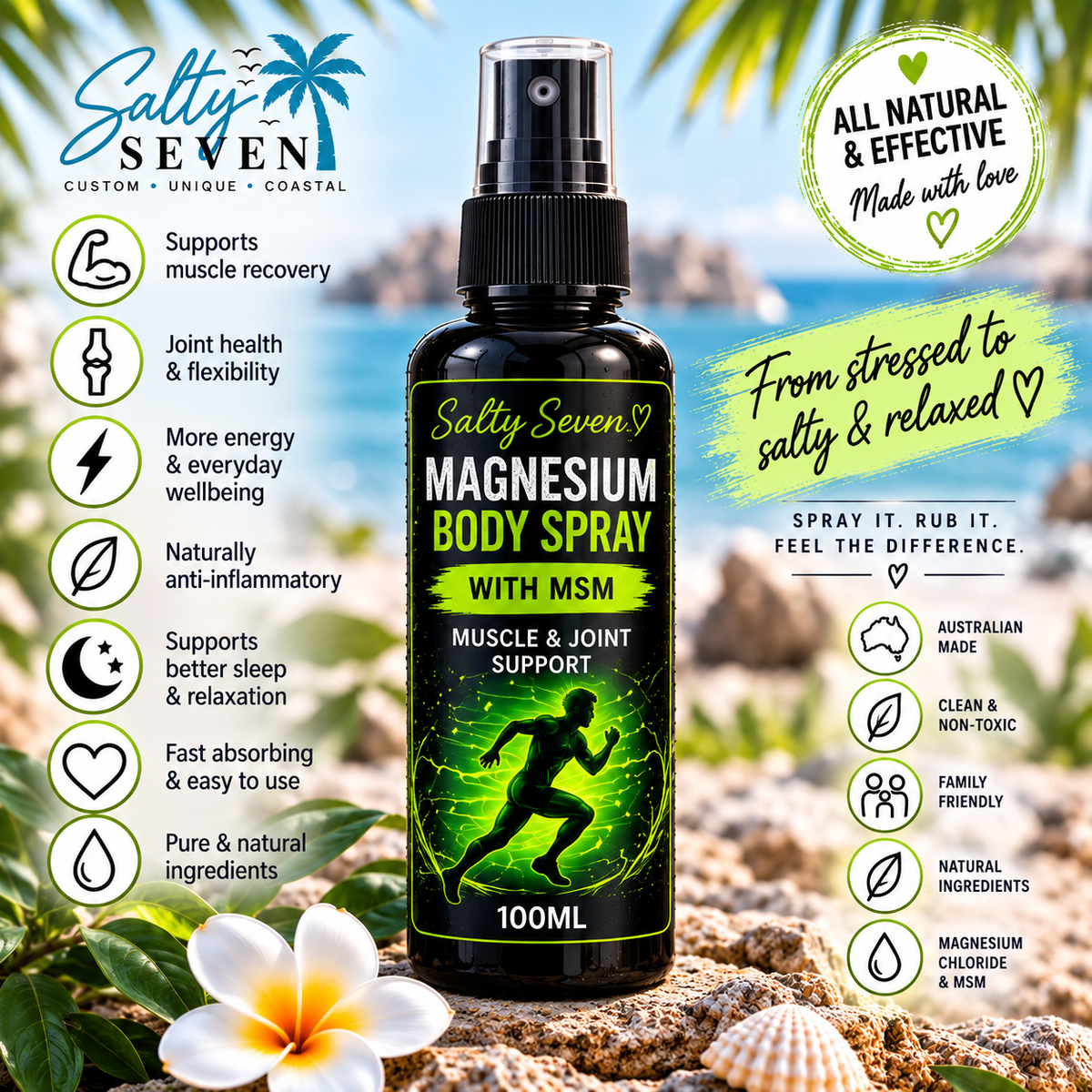 Salty Seven Magnesium Body Spray with MSM