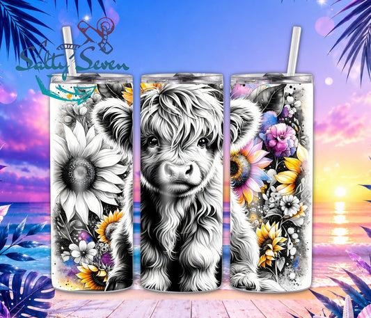 20oz Highland and flowers tumbler